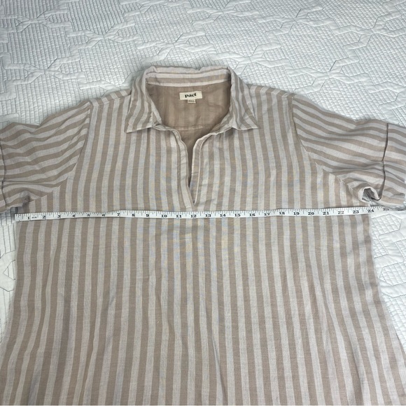 Pact Organic Cotton Striped Coastal Double Gauze Short Sleeve Dress Coverup Sz L - Picture 3 of 9